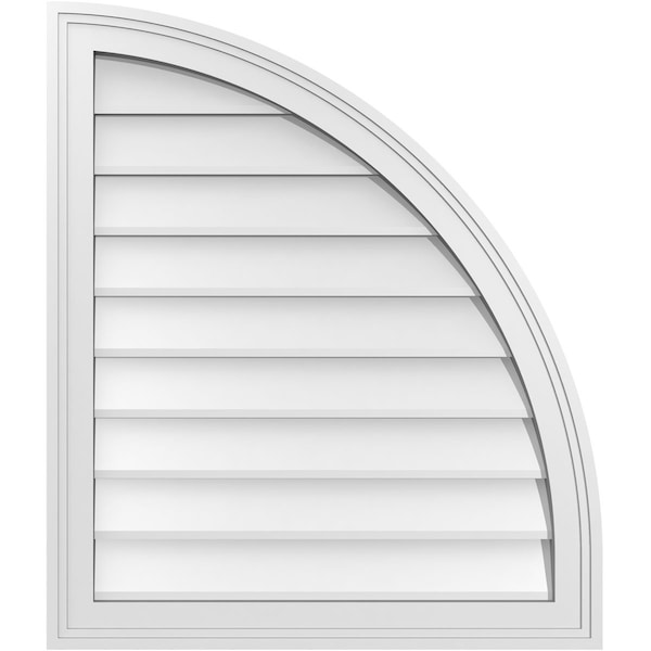 Ekena Millwork Quarter Round Top Right Surface Mount PVC Gable Vent w/ 2"W x 2"P Brickmould Sill Frame, 24"W x 28"H GVPQR24X2803SN - main